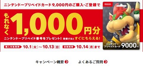 セブンイレブンで「ニンテンドープリペイドカード」9,000円券を買うと