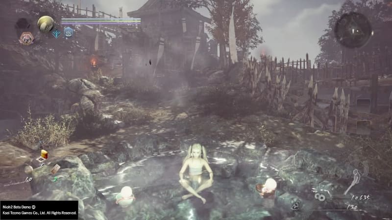 砦を抜けた先の温泉で、まさかのサービスショット。くノ一にして正解だったぜ！！