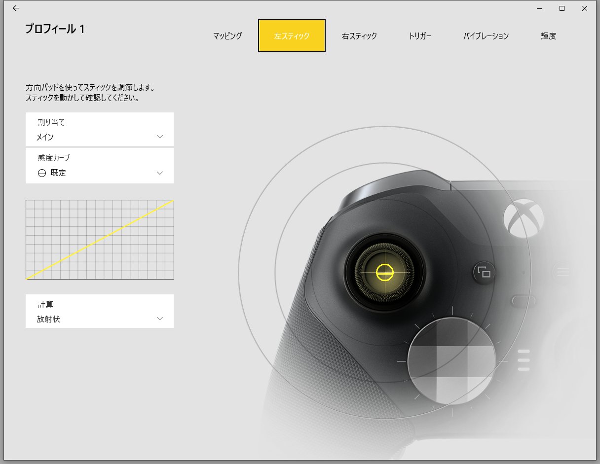 サムスティック（アナログスティック）にもシフト割り当てが可能。つまり2種類の感度カーブや計算を割り当てた状態をシフト切り替えで2つ同時に持てるということだ