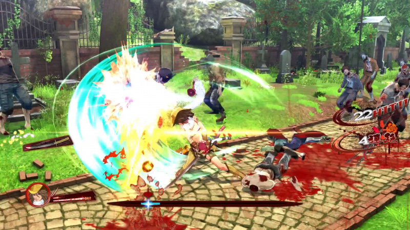 ボタン1つの簡単操作で、群がるゾンビを斬り捨て御免！