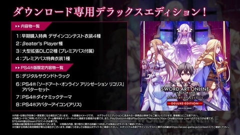 PS4/Xbox One/PC用RPG「SAO アリシゼーション リコリス」発売日決定
