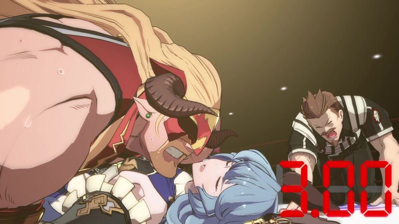 ファスティバの解放奥義がヒットすると、どこからともなくレフェリーが登場