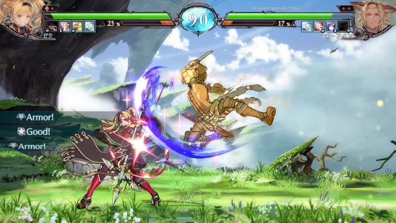 ラプソディーは、□ボタンなら上段、△ボタンなら下段をガードでき、さらに〇ボタンなら上下段のどちらもガードすることができる。ガード構え中からボタンを押すことで反撃技が繰り出せる