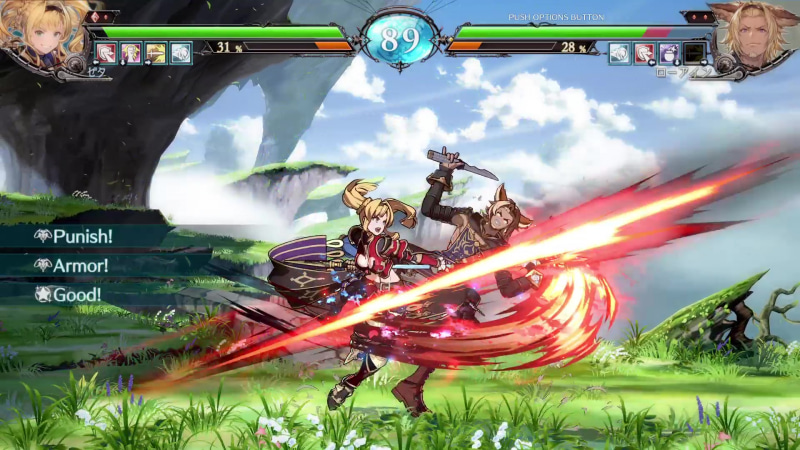 ラプソディーは、□ボタンなら上段、△ボタンなら下段をガードでき、さらに〇ボタンなら上下段のどちらもガードすることができる。ガード構え中からボタンを押すことで反撃技が繰り出せる