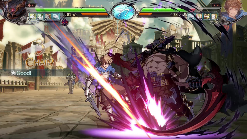 飛び道具のインスティンクションは、コンボの締めとして使うのも良い