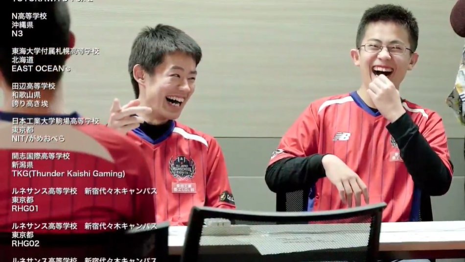 リラックスした表情で笑顔を見せる豊田工業「豊工LOL組」（愛知）の選手達