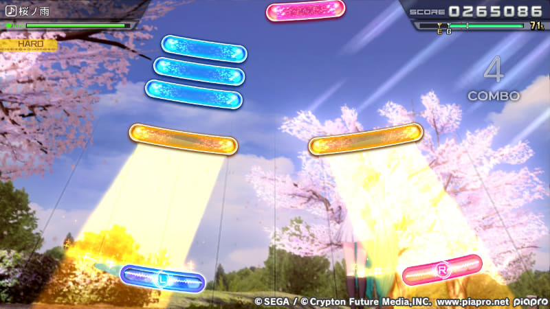 難易度がHARDになると、ノーツの大きさがカーソルと同じくらいになることがあるほか、出現位置も難しくなる。NORMALに慣れたら、ぜひ挑戦してほしい