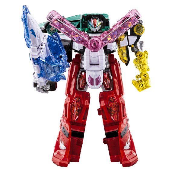 5体の「キラメイ魔進」を合体させると巨大ロボ「キラメイジン」が完成