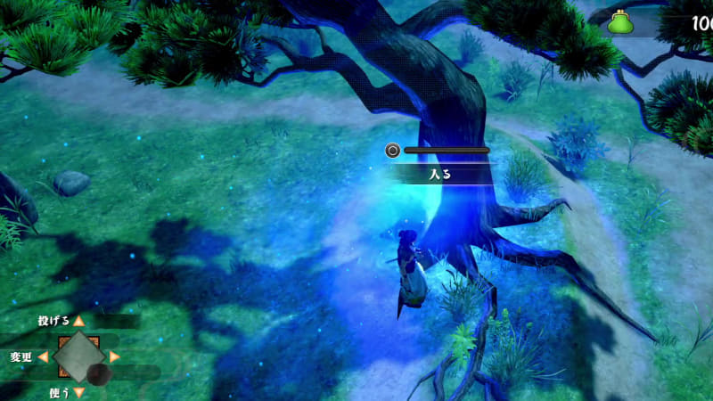 夜になると輝く一本松。ここがダンジョンの入口となっている