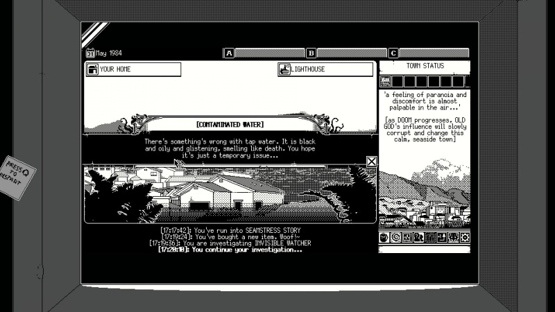 「水が汚染される」（＝お風呂が使えなくなる）など、事件解決のたびに縛りが追加されていき、ゲーム環境はどんどん厳しくなる