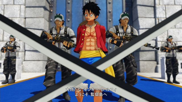 オープニングは島の“空中監獄”に捕らえられたルフィの衝撃的なシーンから始まる