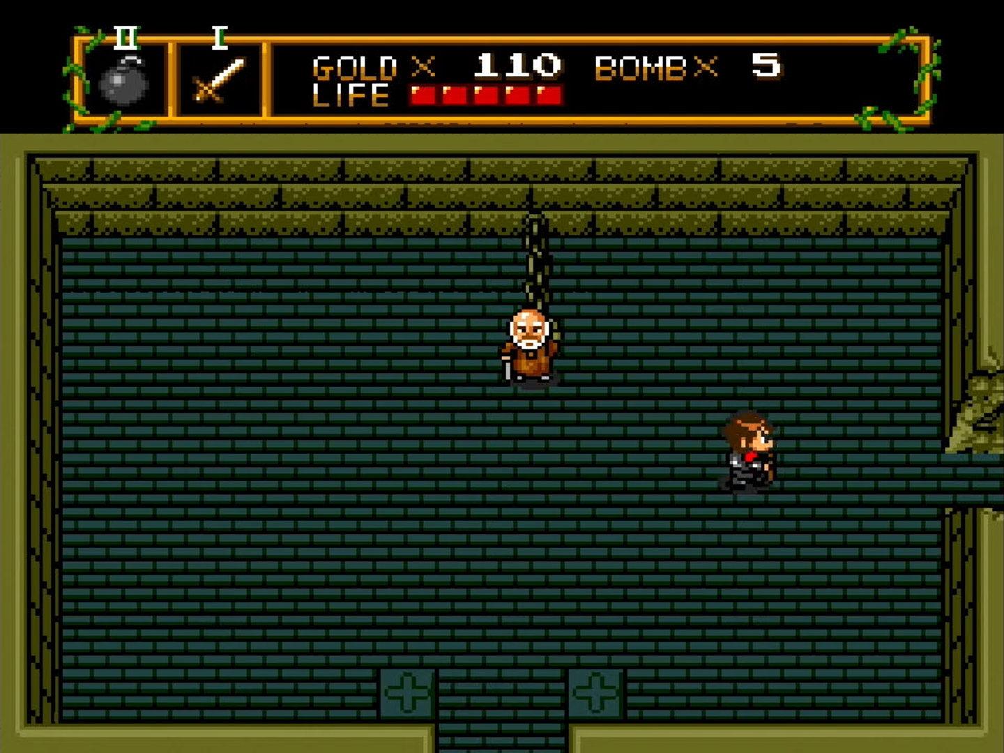 迷宮内では爆弾を使って壁を壊し、隠し部屋に行く必要がある。爆弾は最大8個まで持てるが、冒険を進めていくと持てる数を増やしてくれる人が現われる