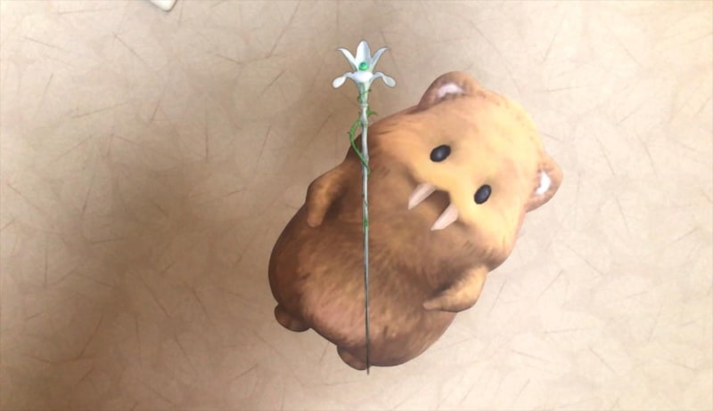 妖精王の杖は、壁面のジャイアントビーバーさんに持たせてみました。もしもジャイアントビーバーさんが妖精王になったら……（がくがくぶるぶる）