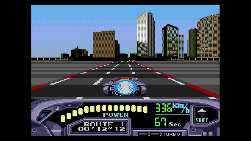 ターボが発動すると、白いジェット噴射のような演出とともに加速度が上昇する。かなり高速で走行する事になるので、このままカーブを曲がり切るのは困難だ