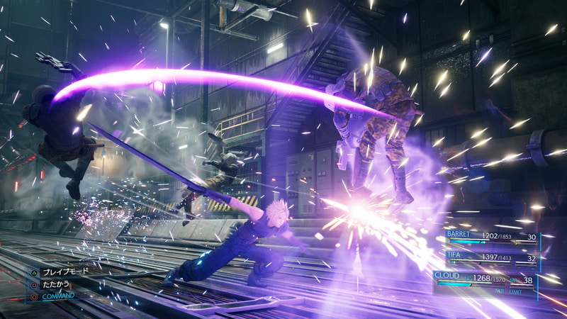 クラウドは剣での近距離戦がメインだが、バレットは遠距離戦で活躍し、エアリスは魔法を得意とするなど、キャラクター毎にプレイスタイルにも特性がある