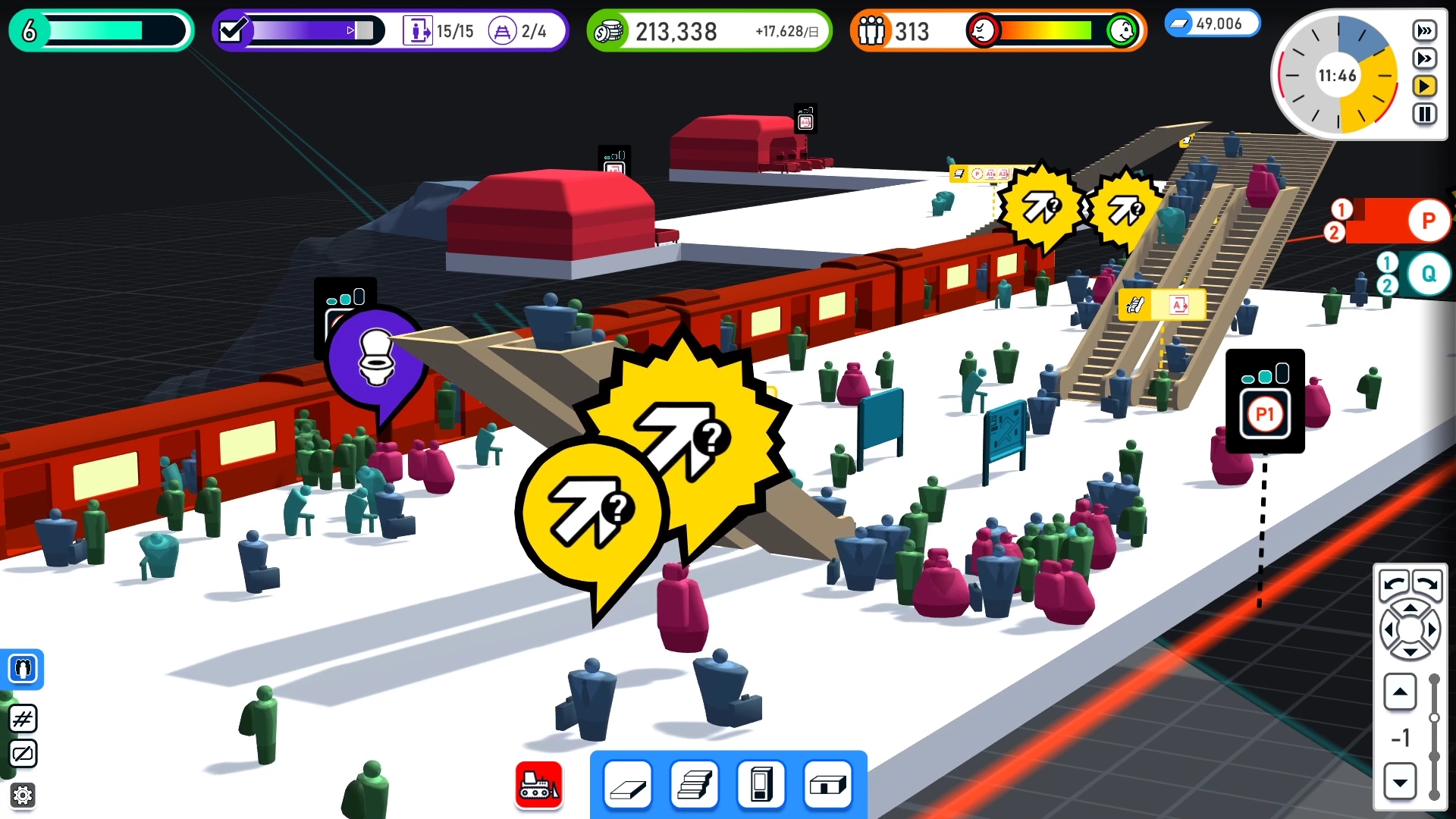 ズーム機能を使って極限までズームアップすると、臨場感のある駅の風景を楽しめる