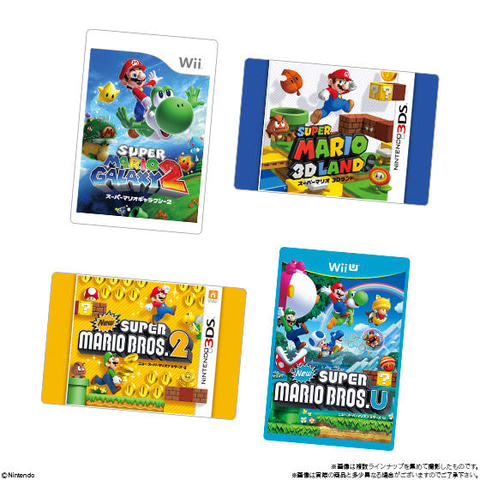 歴代「マリオ」シリーズのパッケージがデザインされたカード付き