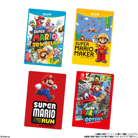 歴代「マリオ」シリーズのパッケージがデザインされたカード付き