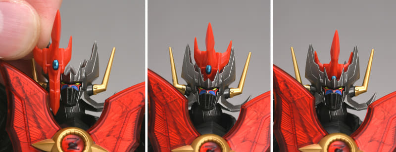 頭より長い「カイザーパイルダー」がきちんと収納される。このギミックはぜひこの目で見たい