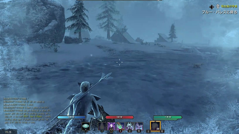 西スカイリムの北の海周辺をうろついていたが、、海の水が凍るほどの寒さのようで、移動中に真っ白になってしまった