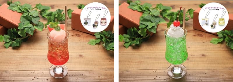 （左）沖矢昴の大人のティーフロート/（右）安室透の買い出しクリームソーダ/価格：各1,090円（税別）