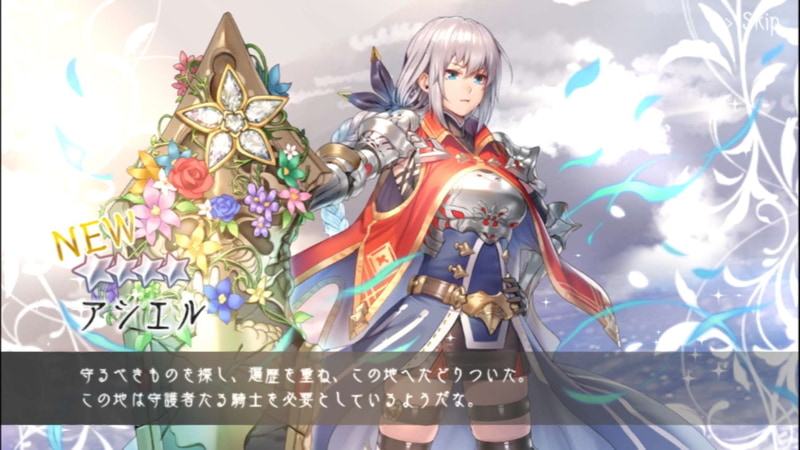 「アシエル」と名乗る少女。鎧を身に着けており、巨大な盾を持っている。セリフにもある通りどこかの世界で騎士だったのだろう