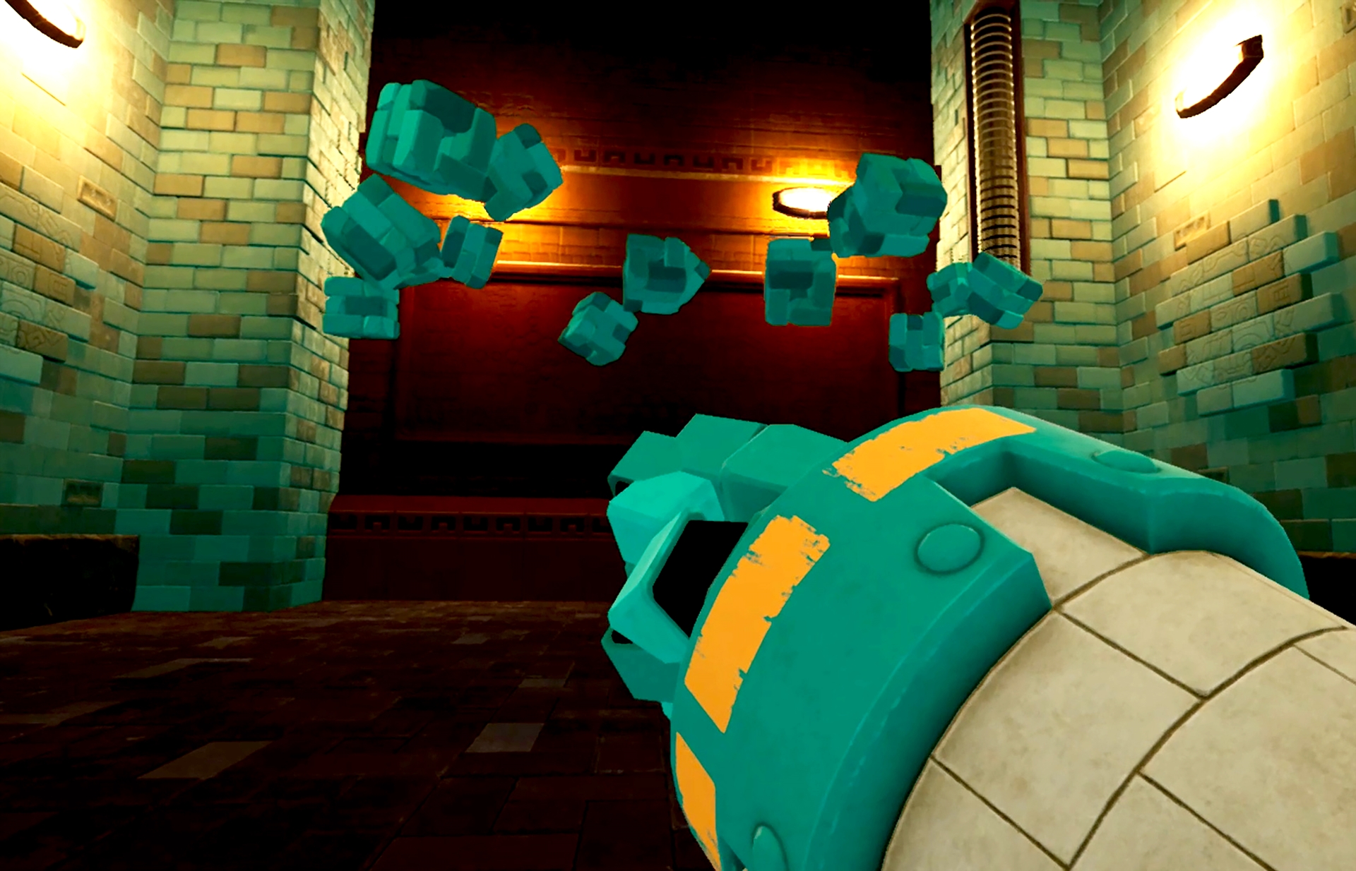 ブロックドロッパーを使うと前方にブロックが落下。Dr.ワイリーとの対決に活用したい