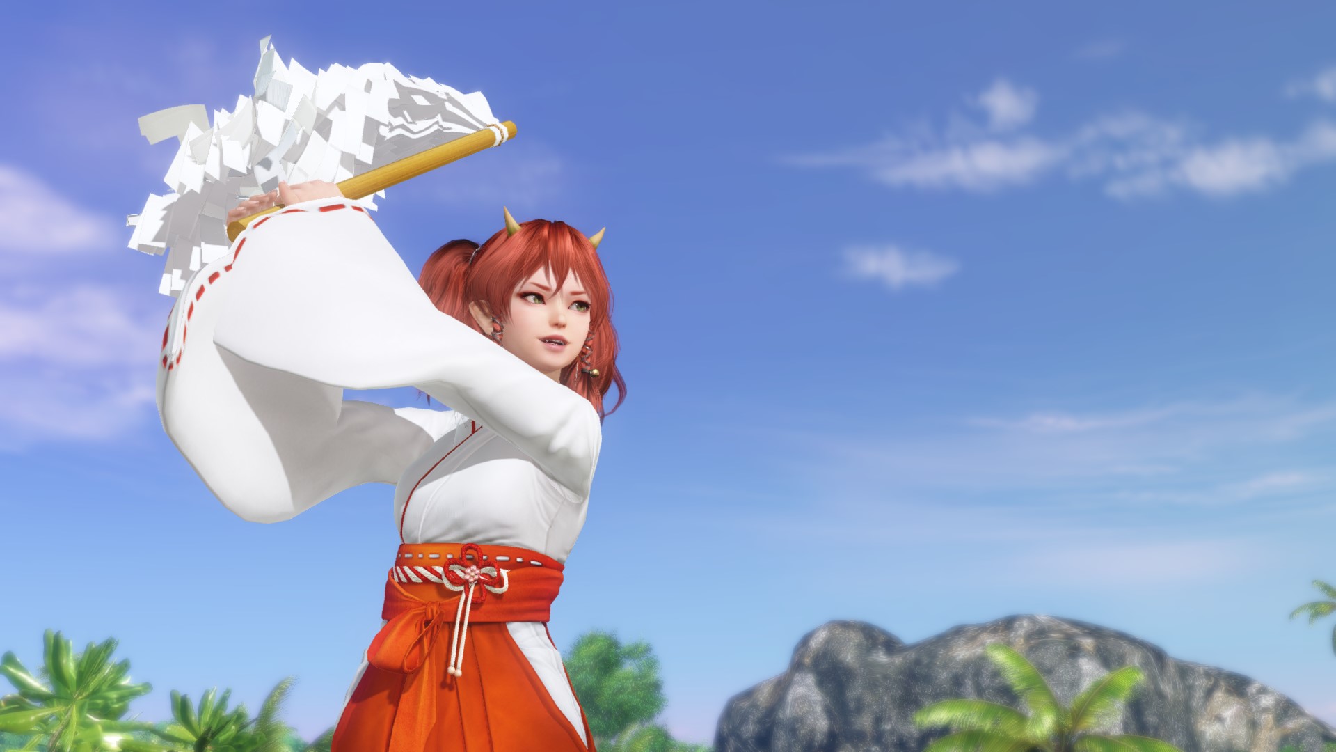 無邪気に大幣をブンブン振る姿も微笑ましい