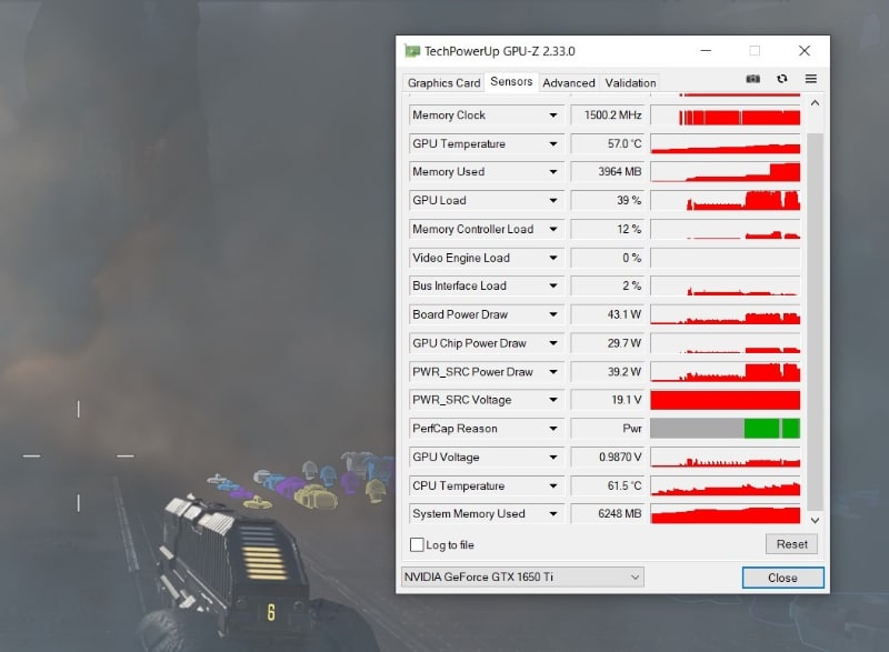 「Apex Legends」で画質関係を全部最高設定にしてプレイすると、4GBのVRAMをほぼ使い切ってしまう。こうなってもゲームに不具合が出ることはないが、パフォーマンスは落ちるので余裕をみてVRAMの消費は3GB台前半程度に抑えたい