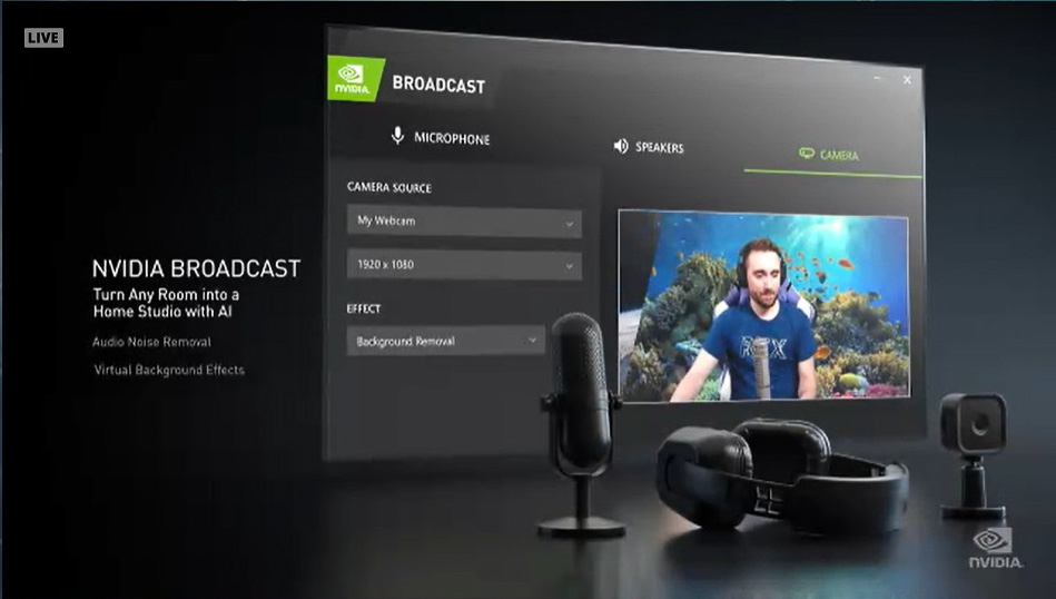 NVIDIA Broadcastは以前のRTX Voiceの発展版で、ノイズ抑制だけでなく背景ぼかしなどの映像処理の機能も追加されている
