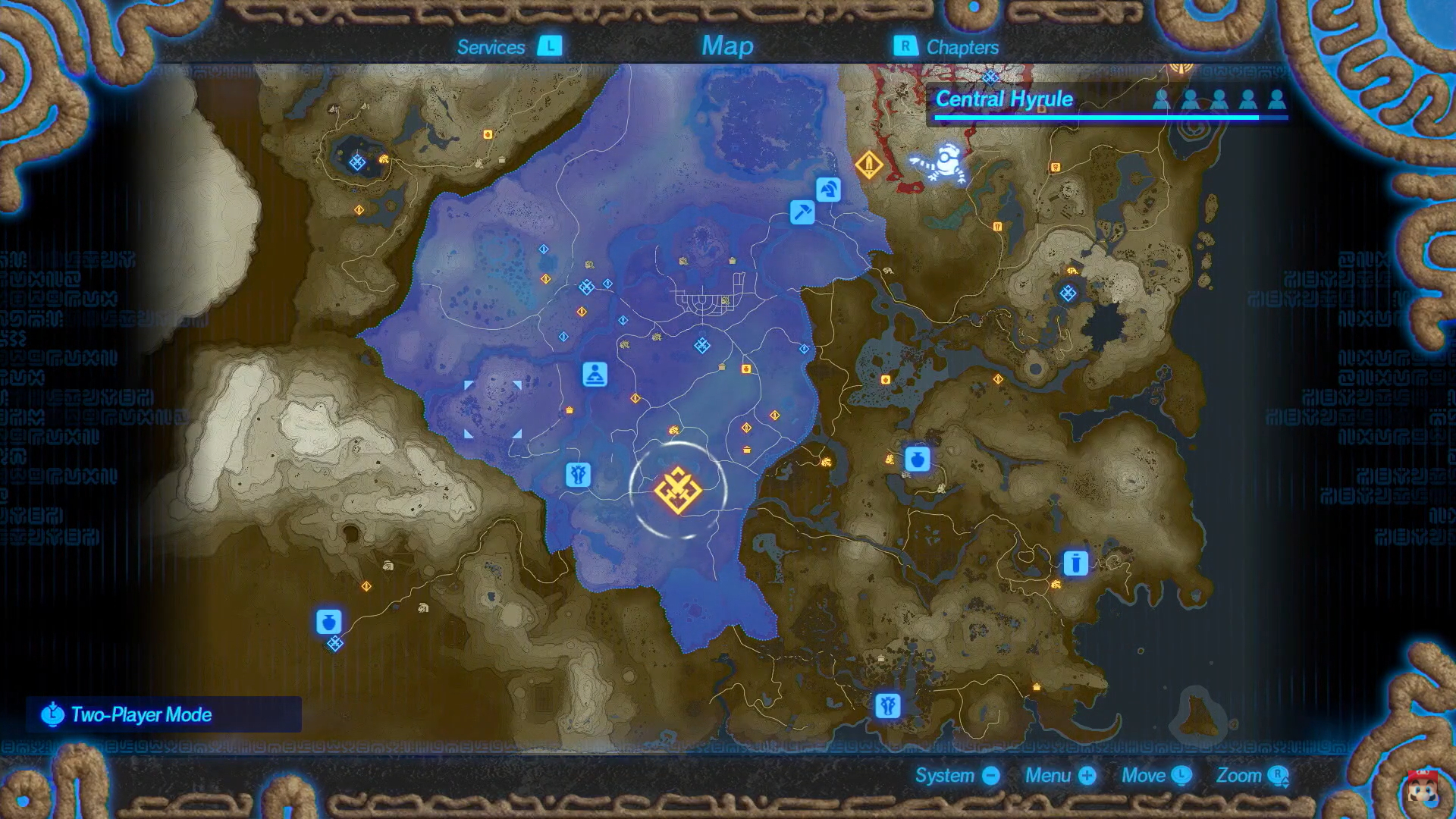 ハイラル全土が舞台となり広大なマップにマーカーが点在する