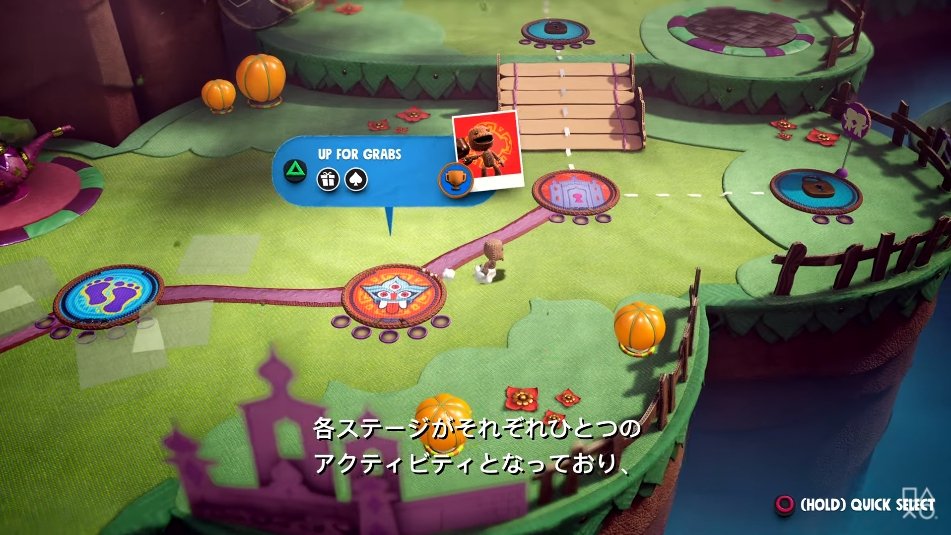 ゲーム内メニューのように見えるが、手前に見えるのはシステムメニューの一部である「コントロールセンター」のカード