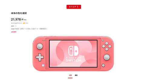 マイニンテンドーストアにてNintendo Switch Liteの在庫が復活