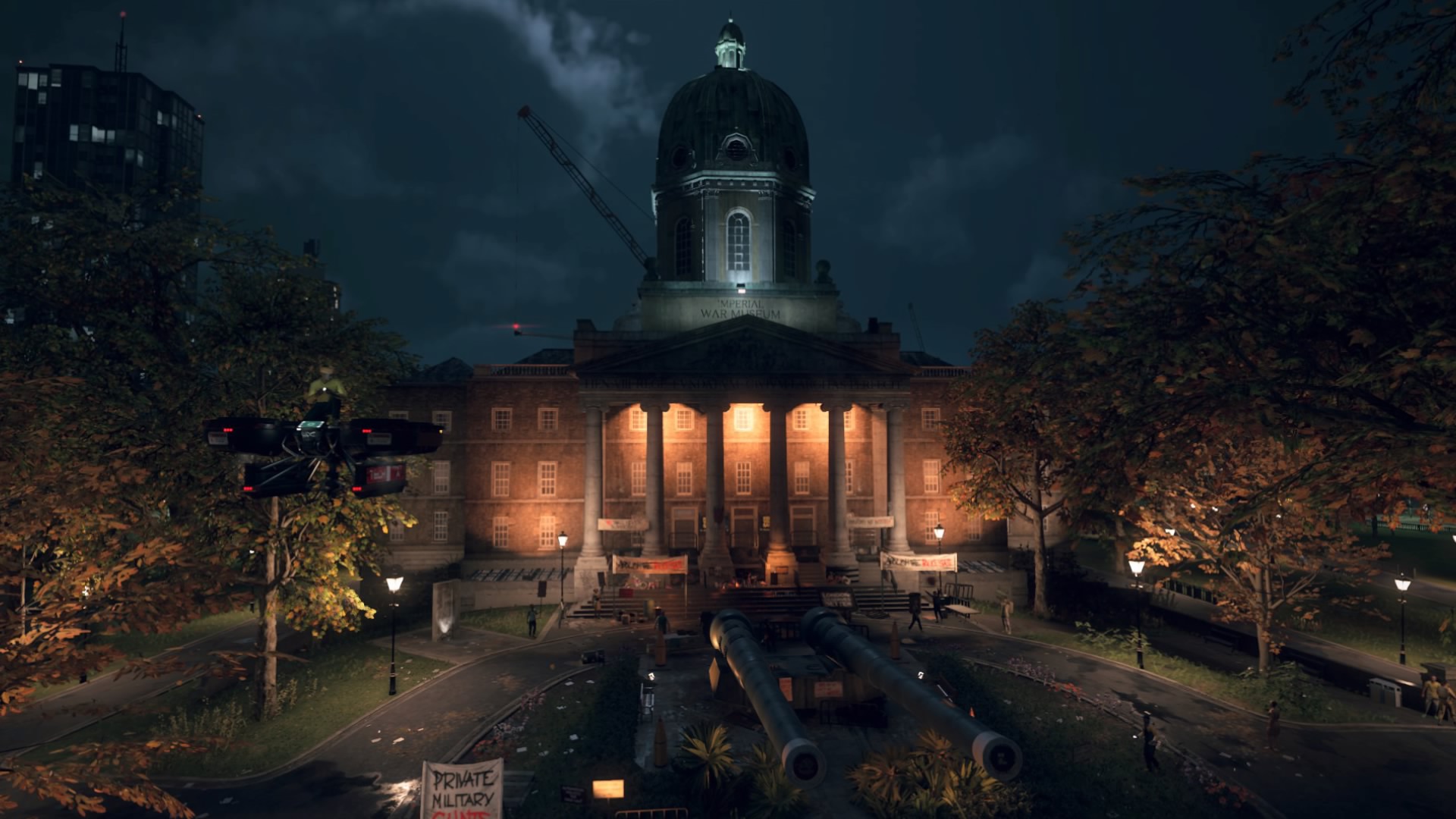 綺麗に描かれたロンドンの街並みも見どころのひとつ。自身が乗れるドローンを使えば、高い位置から絶景も楽しめる