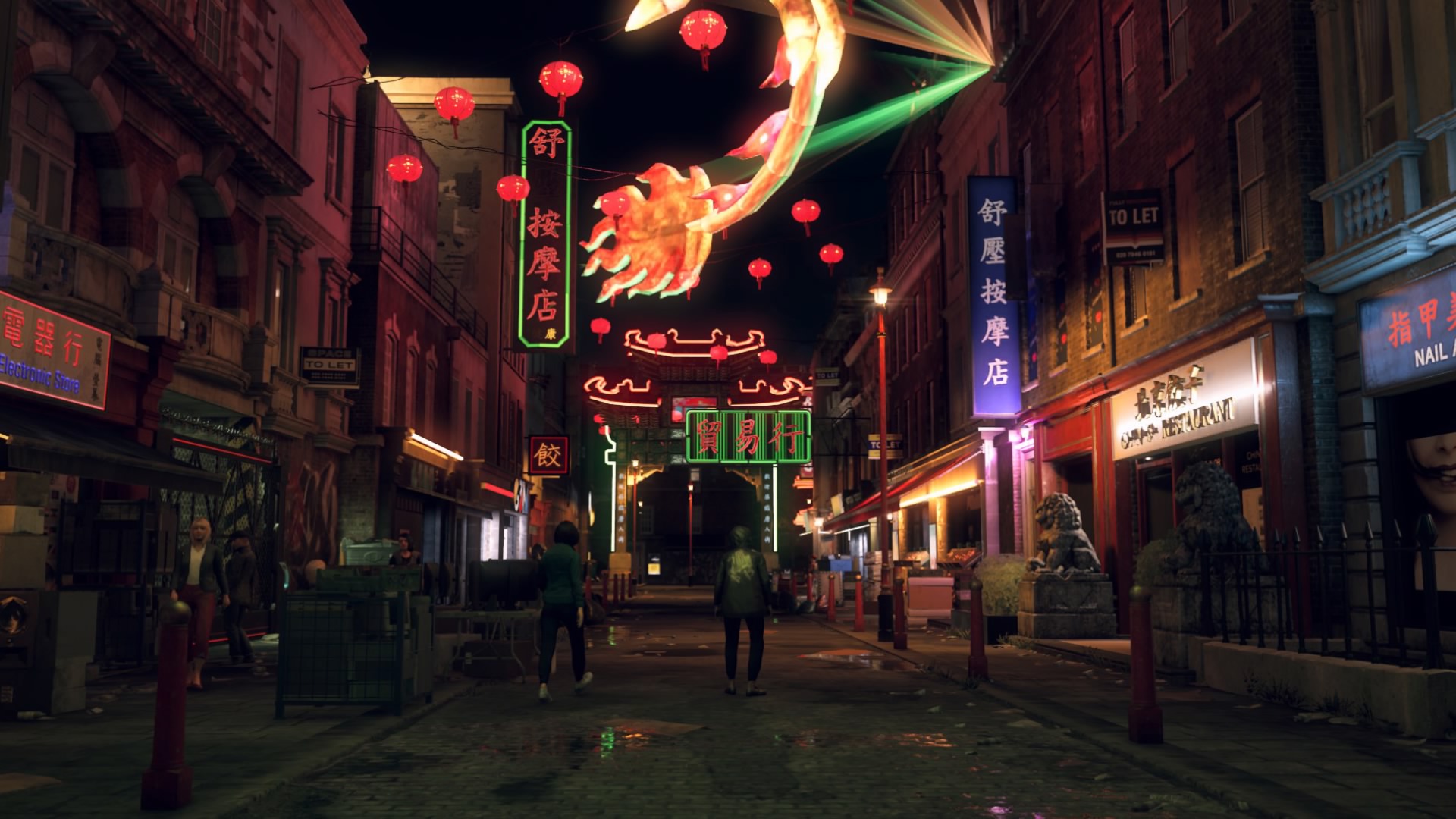 綺麗に描かれたロンドンの街並みも見どころのひとつ。自身が乗れるドローンを使えば、高い位置から絶景も楽しめる