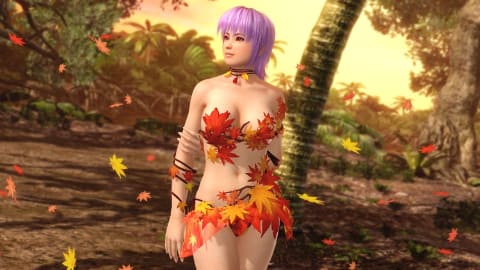 紅葉を体にペタリ。「DOAXVV」にカンナ＆かすみ＆あやね＆モニカ用新