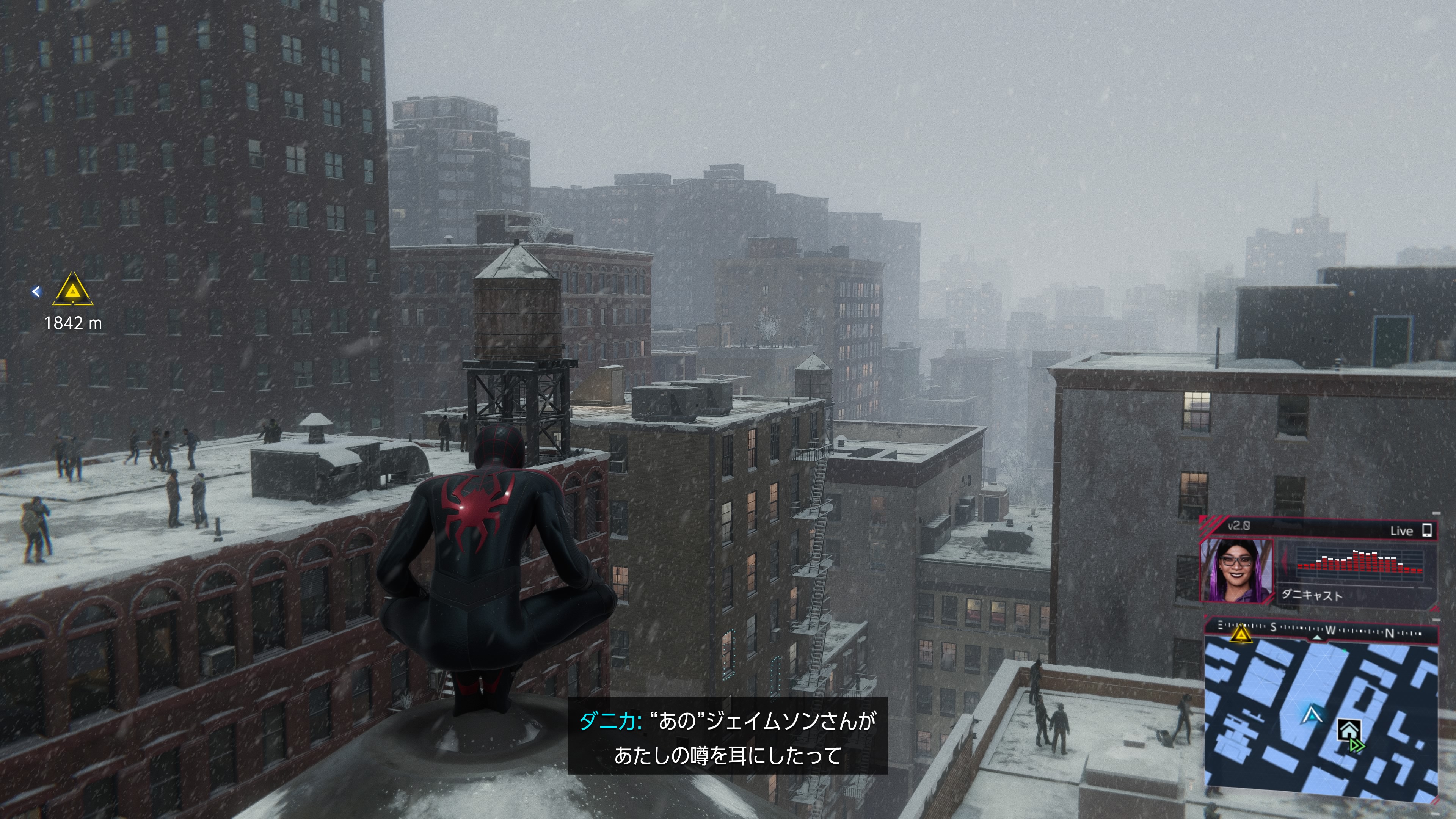 「Marvel's Spider-Man: Miles Morales」の3Dオーディオは街の音がリアルに響く。音だけで、ヘリがどの方向からどの方向に行っているかが判別できる