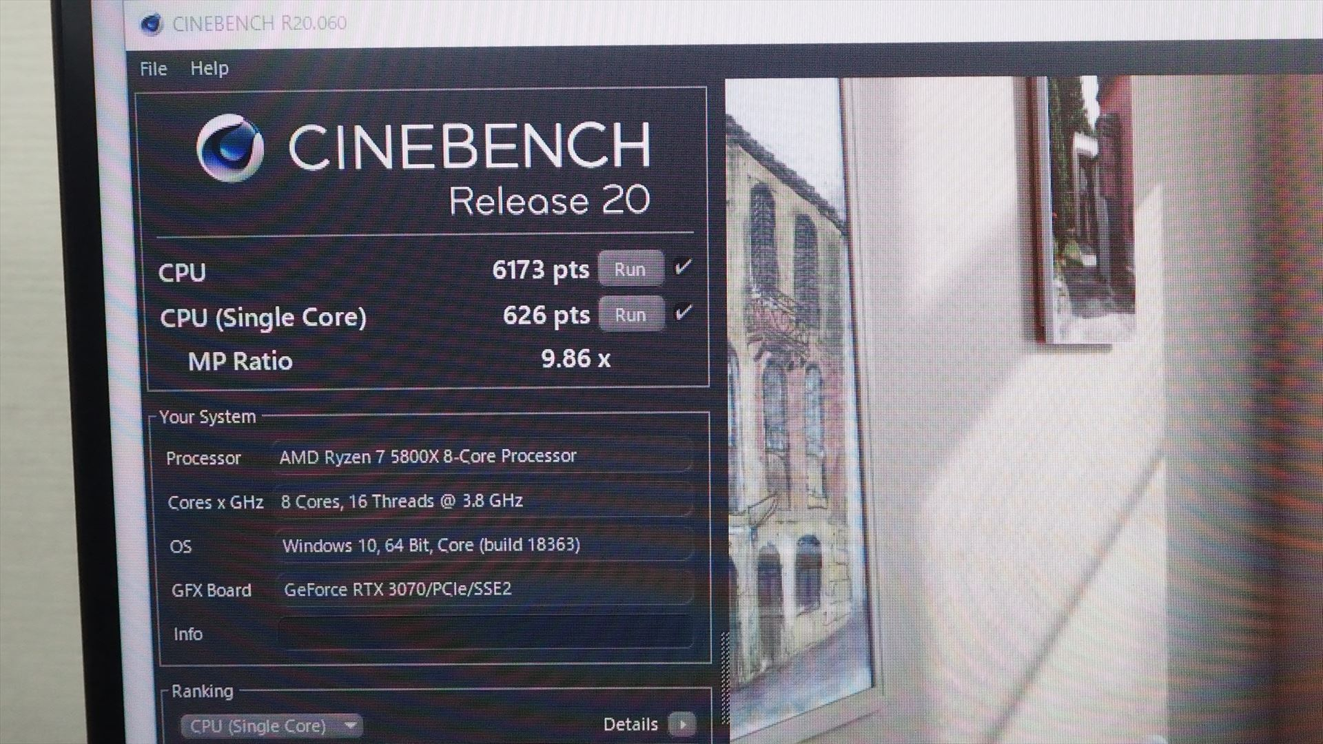 「GC-A7G37R」のCINEBENCH R20のスコア。6713ptsと高い