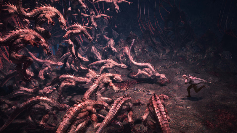 ありえないほどの悪魔の“群れ”と闘う「レジェンダリーダークナイトモード」からのショット。次世代ハードが可能にしたプレイモードとなっている