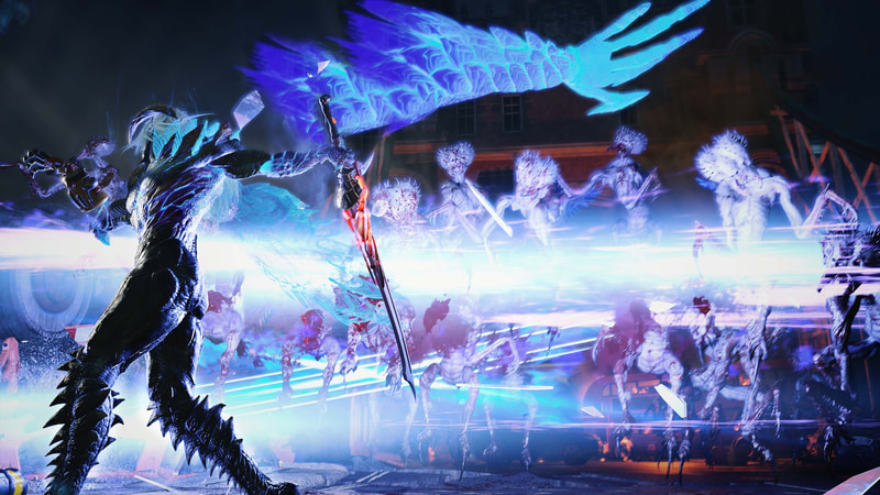 魔人化したネロで悪魔の群れを薙ぎ払う