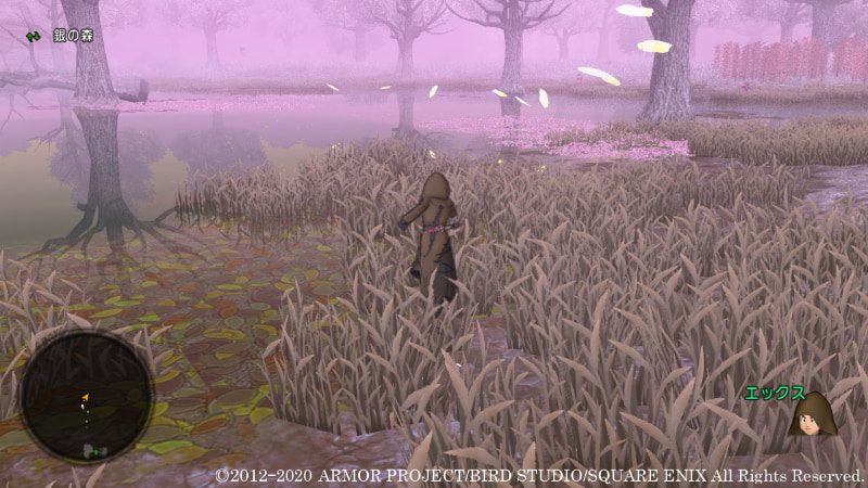 プクランド大陸・銀の丘より先に広がる「銀の森」。女神像よりあふれ出る光の花びらを頼りに、奥へと進んでいこう