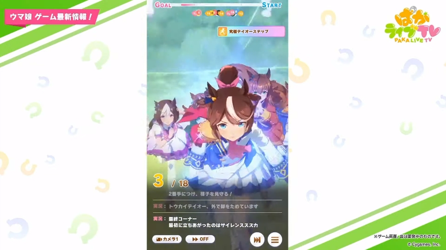 レースではスキルの発動が可能。また、レース中には実況がフルボイスで流れる