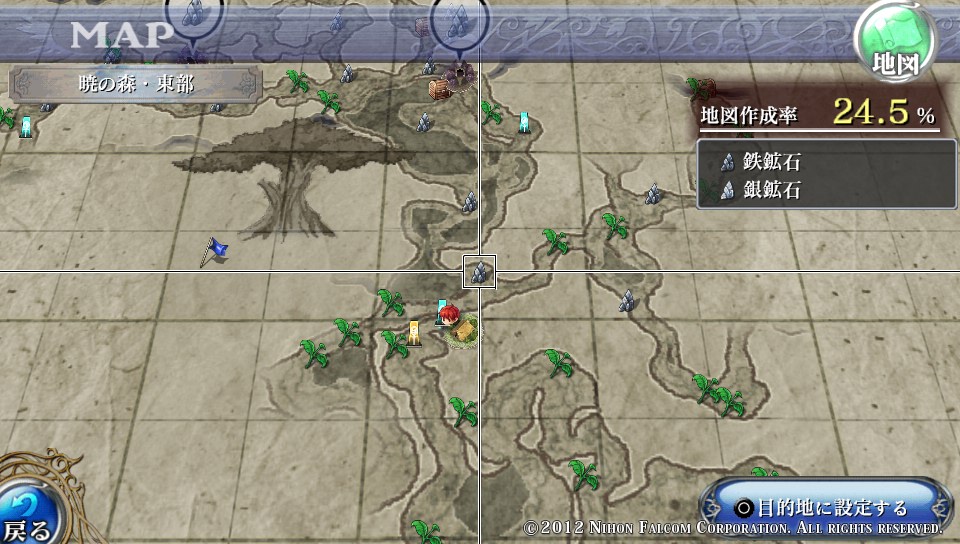 最近の作品では、オートマッピングで埋められていく地図を完成させるのもゲームの目標のひとつとなっている（画像は「イース セルセタの樹海」より）