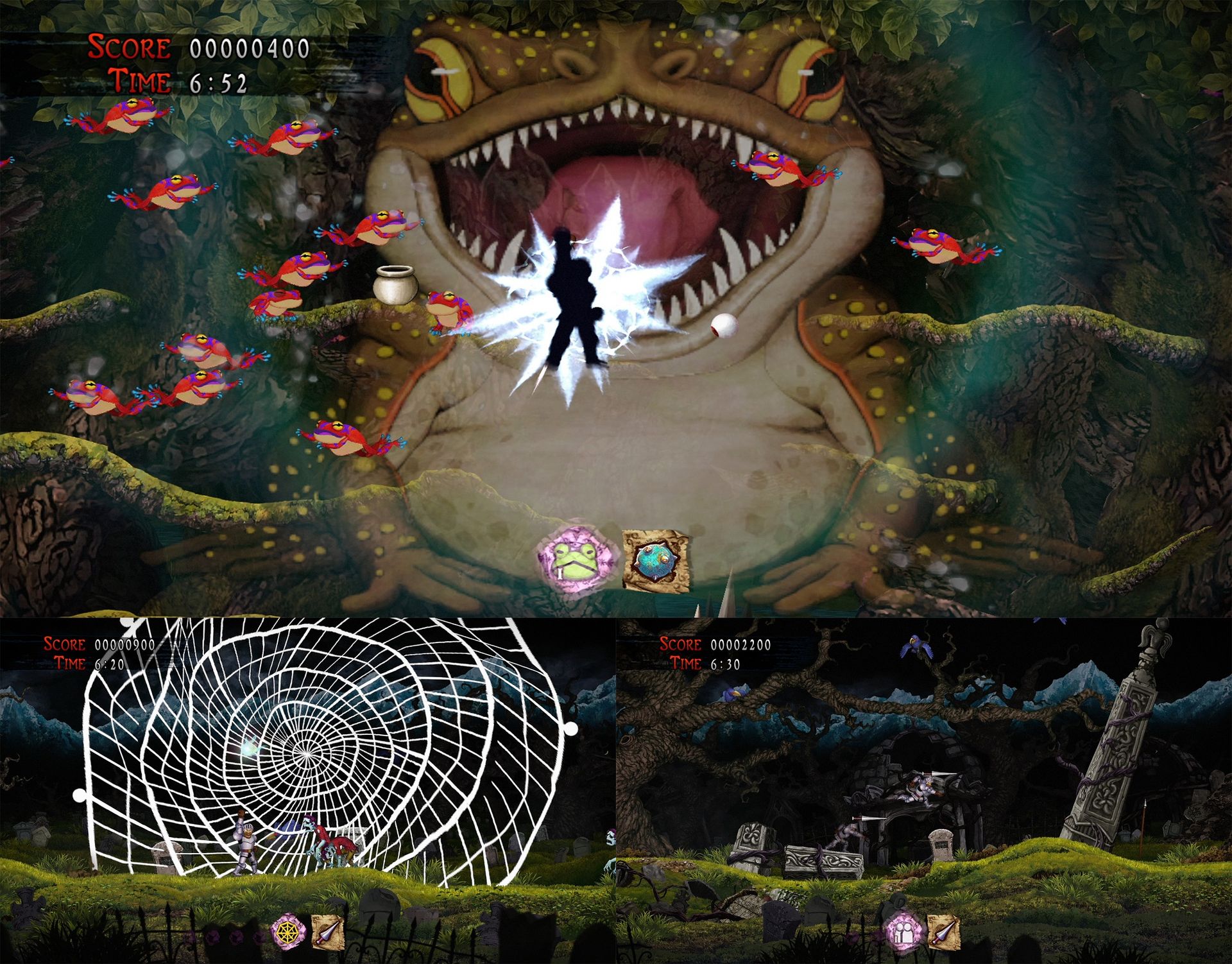 （上）ガマ/（下左）オービィネット/（下右）ドッペルゲンガー