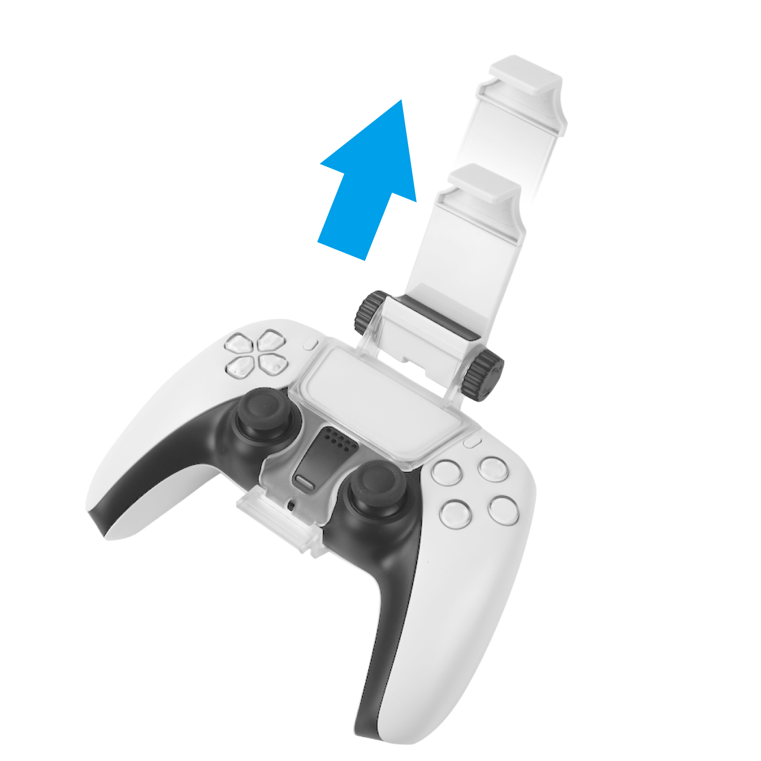 クランプでスマートフォンをしっかり固定。スピーカー・マイク部分やヘッドホン端子部分はオープン設計で、機能を損なわない