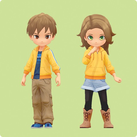 「牧場物語 再会のミネラルタウン」の主人公、ユウトとナオミが着ていた衣装のセット