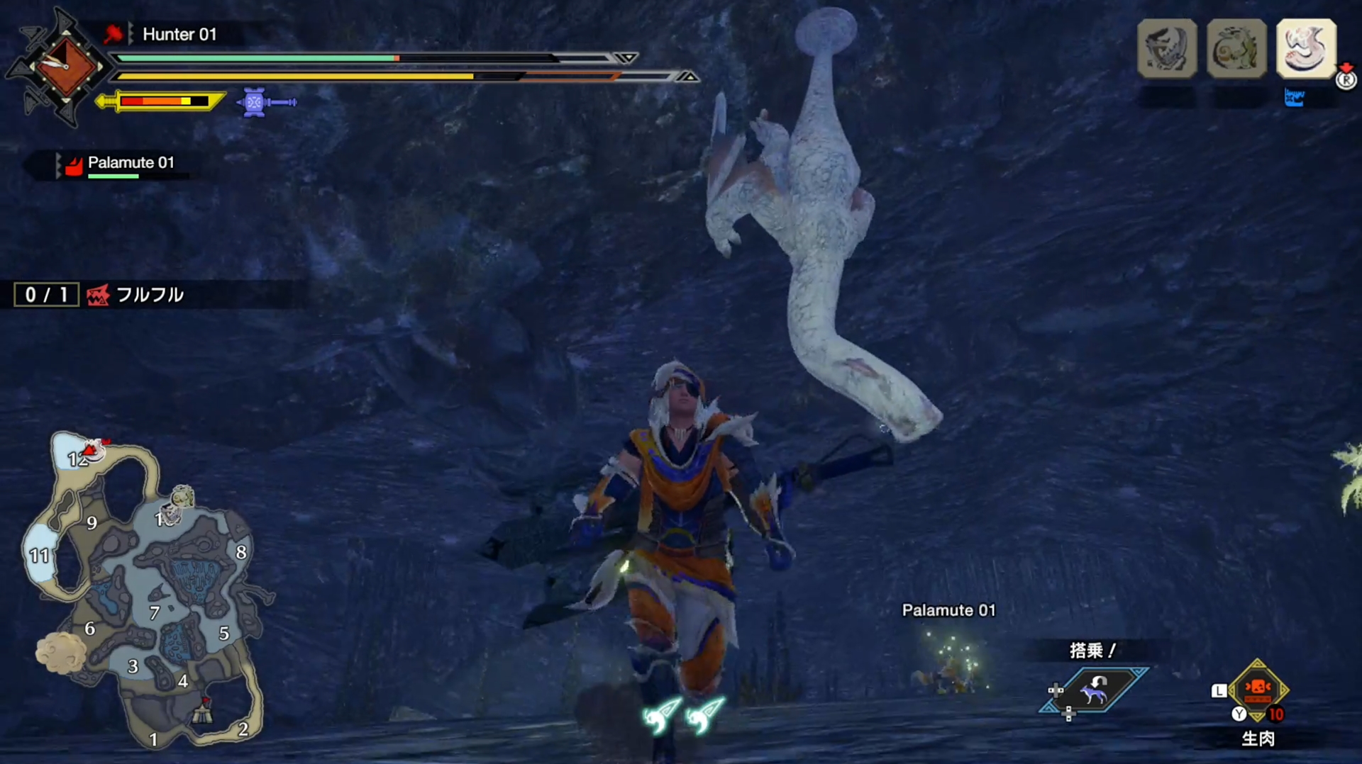 洞窟内では天井に張り付いた状態での攻撃も行なう。絵面が完全にホラー