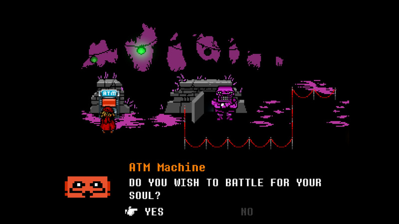 中に入るためにはチケットが必要。お金を下ろすためATMに話しかけると「SOUL」を掛けたバトルがスタートする