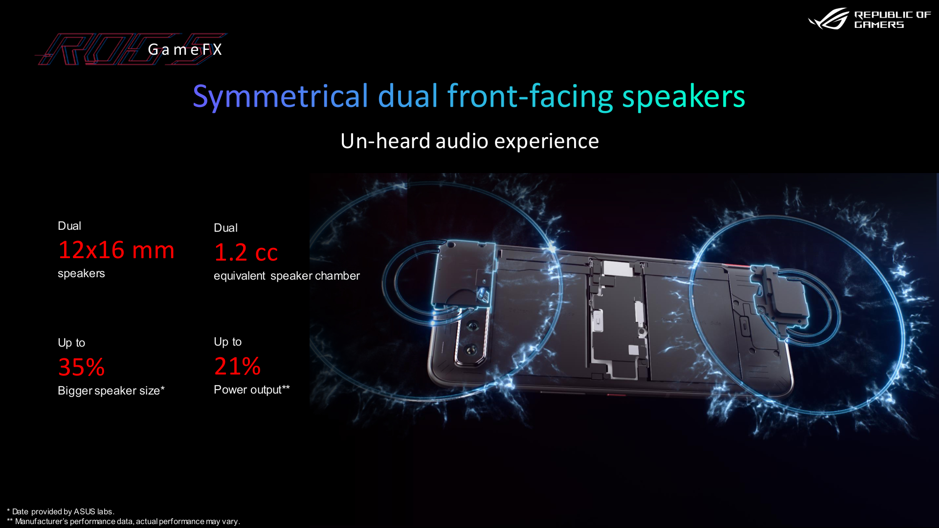 本体上下に大型スピーカーを搭載