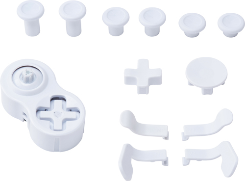 上）背面、下）付属パーツ※画像はブルー×ホワイト）